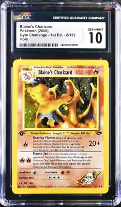 2000 Pokemon Gym Challenge 1st Edition Blaine's Charizard Holo CGC 10 Gem Mint🌟 - Image 1