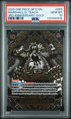 2025 ONE PIECE OP12-LEGACY OF THE MASTER 3RD ANV-GOLD MARSHALL D. TEACH PSA 10 - Image 1