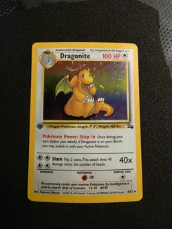 Pokemon TCG Fossil Dragonite Holo Card #4/62 First Edition HP - Image 1
