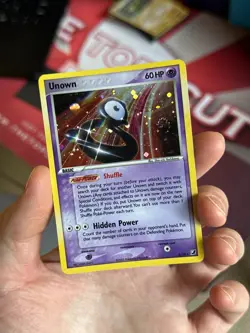 UNOWN B B/28 EX Unseen Forces HOLO SWIRL rare Pokemon TCG card CLEAN NM+ - Image 2