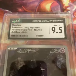 CGC 9.5 MINT+ Japanese Pokemon 2023 Mewtwo AR 183/165 Art Rare Pokemn 151 SV2a - Image 2