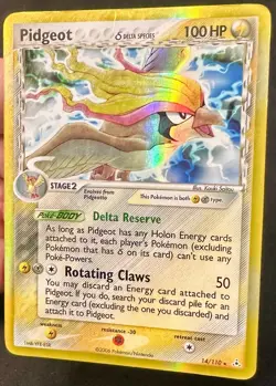 Pidgeot Delta Species 14/110 2006 EX Holon Phantoms Pokemon Card Holo Rare Mp/Hp - Image 2