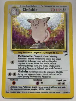 Clefable 5/130 Holo Rare Base Set 2 Pokemon Card MP - Image 1