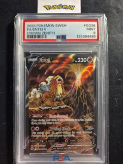 2023 Pokemon SwSh Crown Zenith #GG36 Full Art Entei V PSA Mint 9 - Image 1
