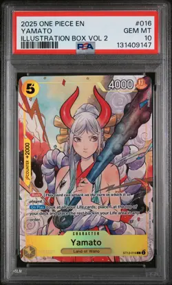 2025 ONE PIECE PROMOS ILLUSTRATION BOX VOL.2 #016 YAMATO PSA 10 - Image 1