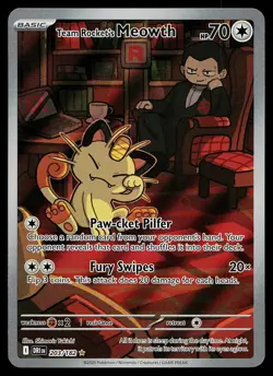 Pokemon Card - Team Rocket's Meowth Destined Rivals 203/182 Illustration Rare - Image 1