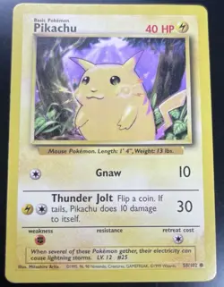 Pikachu - Base Set - 58/102 - Common - Pokemon Card - Unlimited Edition - LP - Image 1