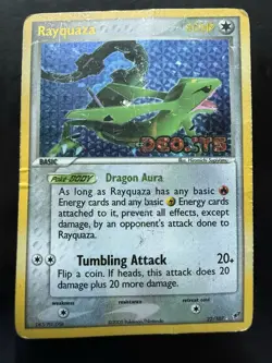 Pokemon Rayquaza EX Deoxys 22/107 Reverse Holo Stamped (HP/Damaged) - Image 1
