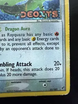 Pokemon Rayquaza EX Deoxys 22/107 Reverse Holo Stamped (HP/Damaged) - Image 5