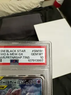 2019 POKEMON SM BLACK STAR PROMO #SM191 FULL ART/MEWTWO & MEW GX PSA 10 - Image 4