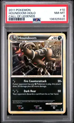 2011 POKEMON CALL OF LEGENDS #10 HOUNDOOM-HOLO PSA 8 - Image 1