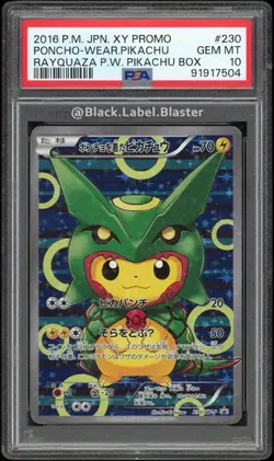 2016 Pokemon Japanese XY Pikachu Poncho Rayquaza Promo #230 - PSA 10 - (9 CERT) - Image 1
