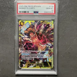 2025 One Piece Op 10 EN Monkey D Luffy #118 GEM MT 10 PSA - Image 1