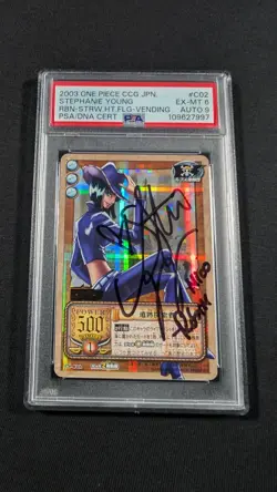 One Piece CCG Japanese Holo Nico Robin C02 PSA 6 EX-MT Stephanie Young AUTO 9 - Image 1