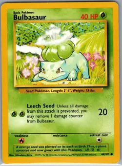 Bulbasaur 44/102 Non Holo Base Set - Pokemon Card - LP - Image 1