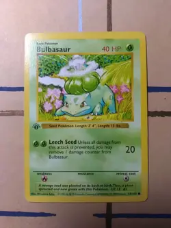 Bulbasaur 044/102 Base Set (Shadowless) First Edition Pokemon - RARE ERROR CARD - Image 1
