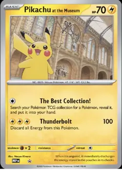 Pokemon Natural History Museum Jumbo Pikachu Promo Card in hand - Image 2