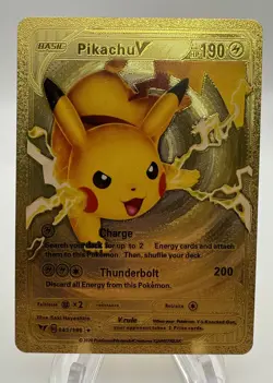 Pikachu V Gold Foil Pokemon Fan Art Card - Image 1