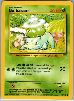 Bulbasaur 44/102 Non Holo Base Set - Pokemon Card - LP - Image 1