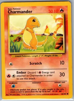 Charmander 46/102 Non Holo Base Set - Pokemon Card - LP - Image 1
