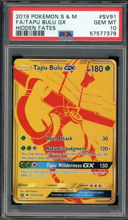 Tapu Bulu GX SV91/SV94 Hidden Fates Shiny Vault Full Art PSA 10 Pokemon Card - Image 1