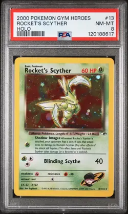 PSA 8 2000 Gym Heroes Rocket's Scyther 13/132 Pokemon Card - Mint! - Image 1