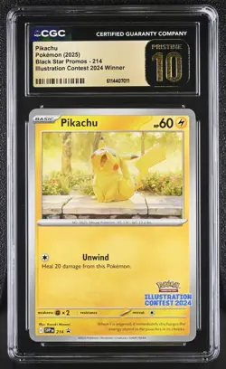 CGC Pristine 10 Pikachu Black Star Promo #214 Illustration Contest 2024 WINNER - Image 1