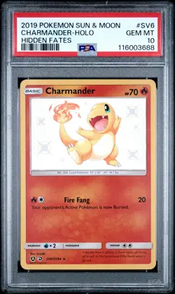 2019 POKEMON SUN & MOON HIDDEN FATES #SV6 CHARMANDER-HOLO PSA 10 - Image 1