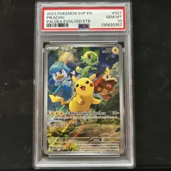2023 POKEMON SVP EN-SV BLACK STAR PROMO #027 PIKACHU PSA 10 - Image 1