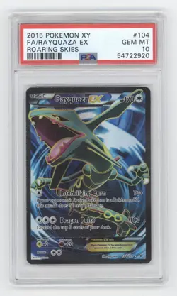 2015 POKEMON XY ROARING SKIES FULL ART RAYQUAZA EX 104/108 PSA 10 Q1887 - Image 1