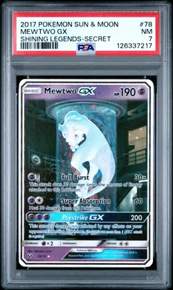 2017 POKEMON SUN & MOON SHINING LEGENDS SECRET #78 MEWTWO GX PSA 7 - Image 1
