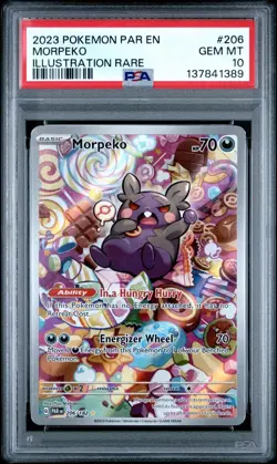 PSA 10 GEM MINT Pokemon Morpeko Paradox Rift Illustration Rare 206/182 - Image 1