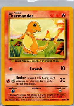 Charmander 46/102 Non Holo Base Set - Pokemon Card - LP - Image 1