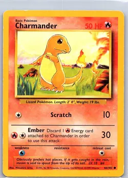 Charmander 46/102 Non Holo Base Set - Pokemon Card - LP - Image 1