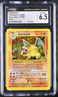 CGC 6.5 Charizard 1999 Base Set 4/102 Holo Pokemon Card - Image 1