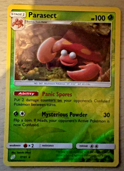 Pokemon TCG Parasect 7/181 Team Up Reverse Holo Rare Card - Image 1
