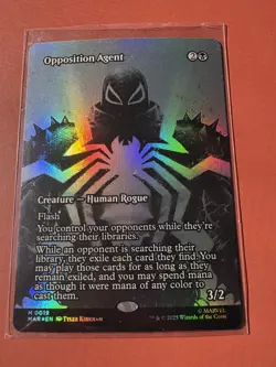 MTG MAGIC THE GATHERING Spider-Man OPPOSITION AGENT FOIL BORDERLESS ALT ART - Image 1