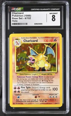 CGC 8 Charizard 1999 Base Set 4/102 Holo Pokemon Card - Image 1
