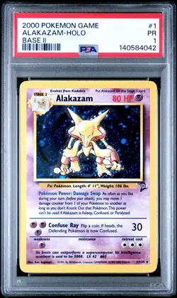 2000 POKEMON BASE SET 2 #1 ALAKAZAM-HOLO PSA 1 - Image 1