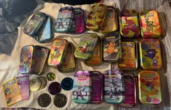 Pokemon Mini Tin Lot Some Cards & Tokens Some Empty Not Sealed - Image 1