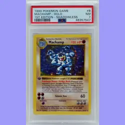 Pokemon 1st Edition Base Set Machamp Shadowless Holo PSA 7 NEAR MINT - Image 1