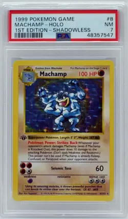 Pokemon 1st Edition Base Set Machamp Shadowless Holo PSA 7 NEAR MINT - Image 3