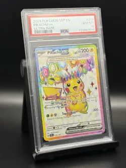 2024 POKEMON SSP EN-SURGING SPARKS 219 PIKACHU EX ULTRA RARE PSA 10 - Image 1
