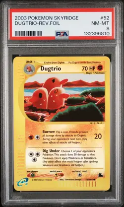 2003 POKEMON SKYRIDGE #52 DUGTRIO-REVERSE FOIL PSA 8 - Image 1