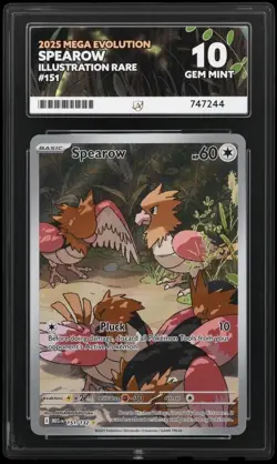 Ace Gem Mint 10 Pokemon Spearow Illustration Rare 151/132 2025 Mega Evolution - Image 1