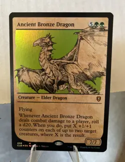 MTG Battle for Baldur's Gate #406 Ancient Bronze Dragon Showcase Foil Rare NM - Image 1