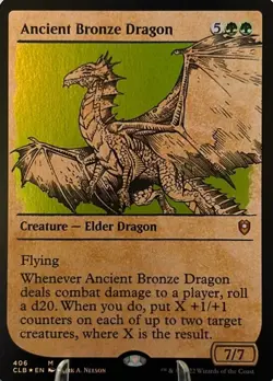 MTG Battle for Baldur's Gate #406 Ancient Bronze Dragon Showcase Foil Rare NM - Image 2