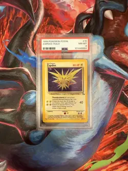 1999 Pokemon Fossil Unlimited Zapdos Holo #15 15/62 Rare PSA 8 NM-MT Fresh Grade - Image 2