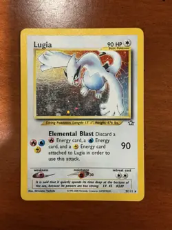 Pokemon TCG Lugia Neo Genesis Holo Rare Card 9/111 MP Condition - Image 1