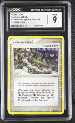 CGC 9 MINT Island Cave 2004 EX Hidden Legends 89/101 Reverse Holo Pokemon Card - Image 1